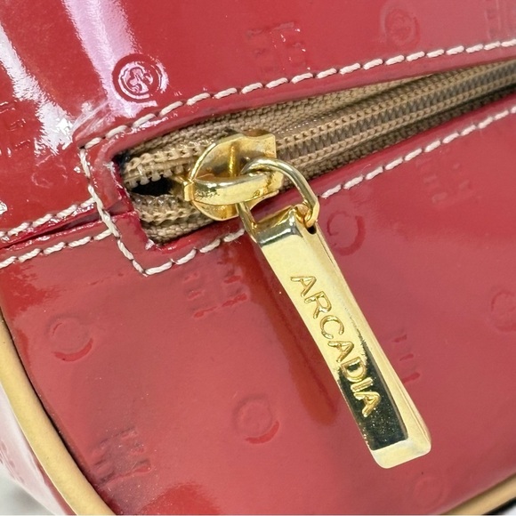 ARCADIA Patent Leather Dome Top Handle Satchel Bag Purse - Picture 9 of 16